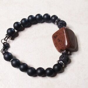Mahagony Obsidian - Beaded Stone Bracelet ~ 6.5" ~ Strength Creativity Sexuality